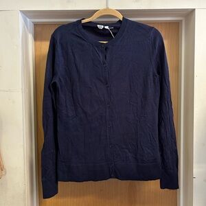 GAP Cotton Navy Button Down Light Weight Cardigan - size L